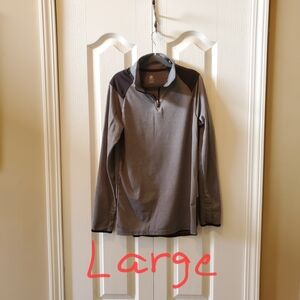 Gray Quarter-Zip Boy's Jacket W/Thumb Holes